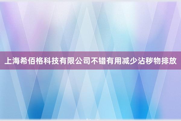 上海希佰格科技有限公司不错有用减少沾秽物排放